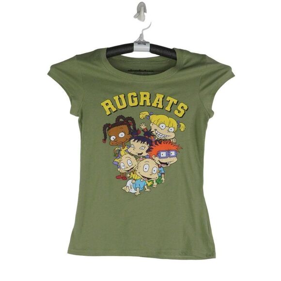 Rugrats Nickelodeon T-Shirt Women's Size Medium Green Character Print Cap Sleeve - Picture 1 of 7